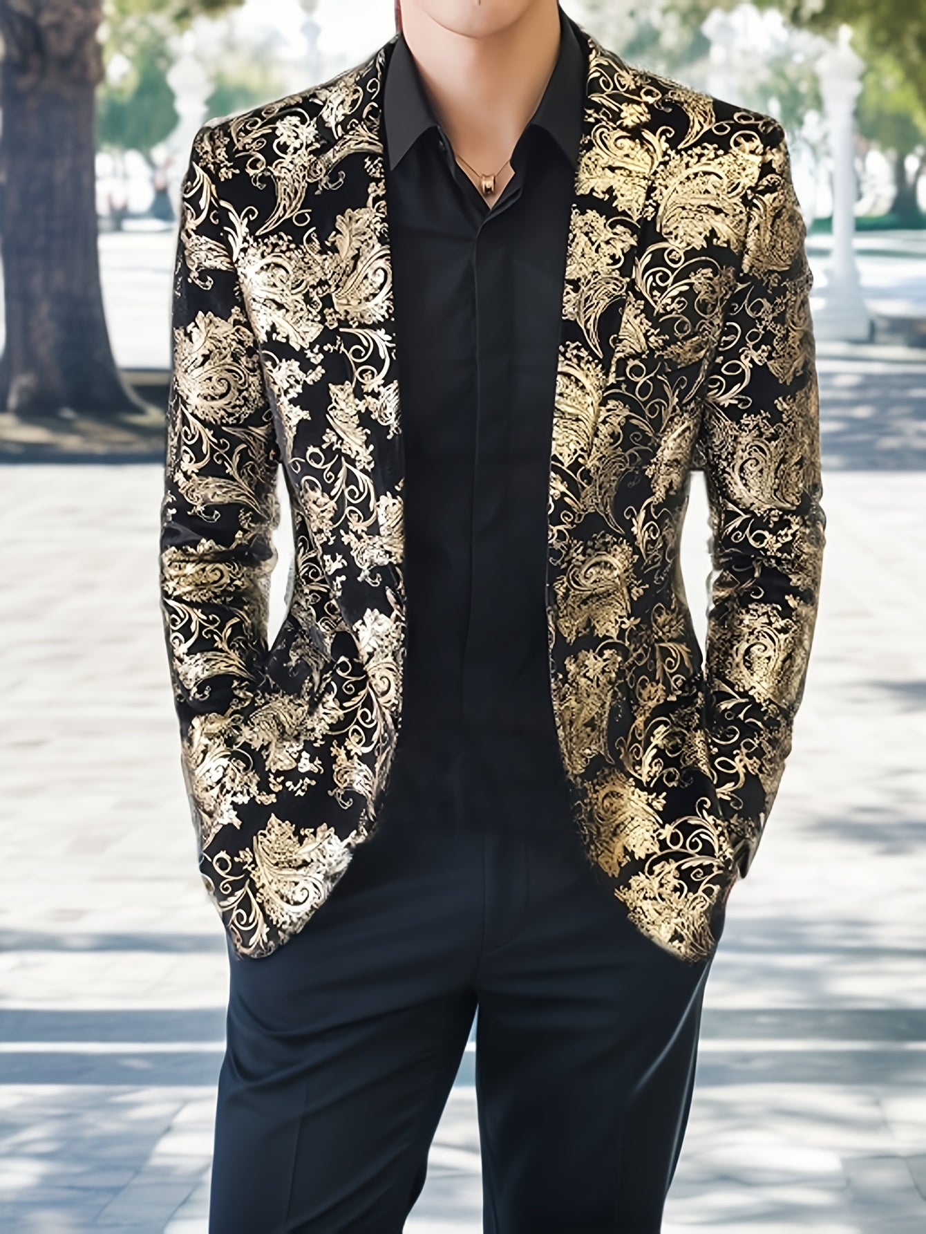 Men’s Floral Embroidered Blazer