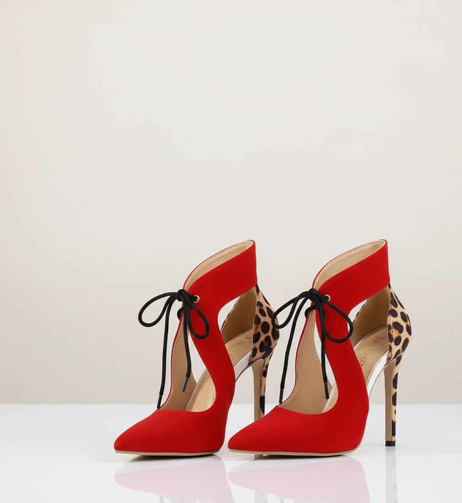 Sexy Red Pointed Toe Lace-Up Heels