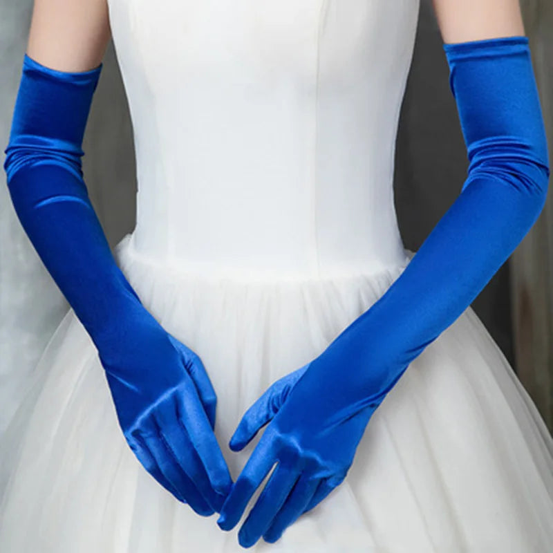 Women’s Long Satin Elastic Gloves