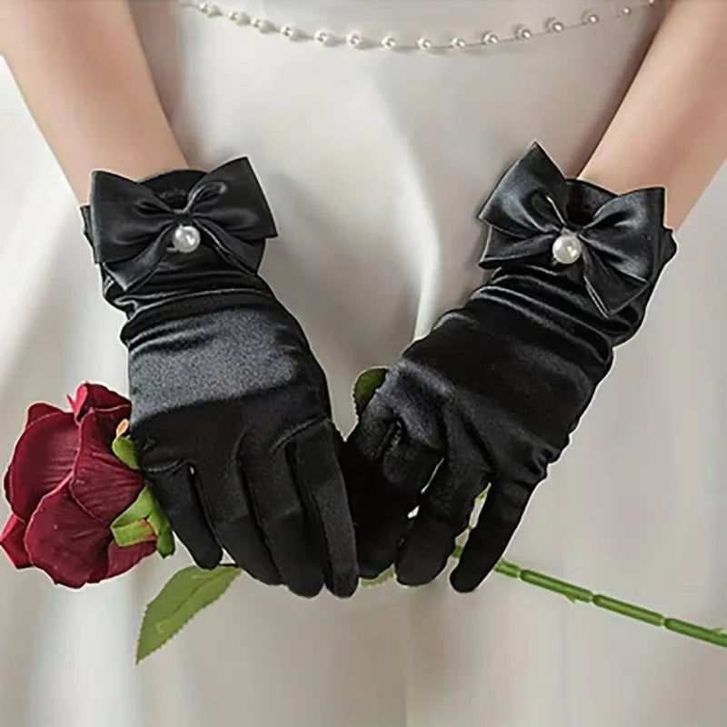 French Vintage Black Pearl Gloves