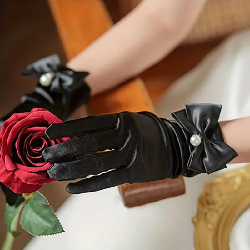 French Vintage Black Pearl Gloves