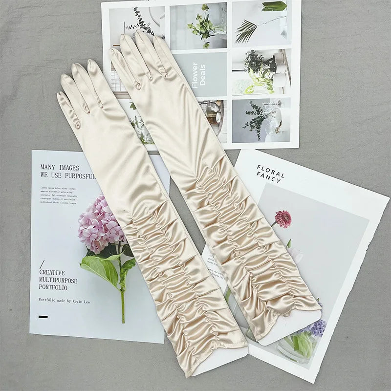 Women’s Long Satin Elastic Gloves