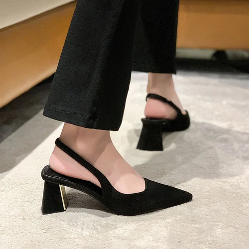 Elegant Black Square Heel Sandals