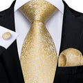 Luxury Gold Floral Silk Tie Set