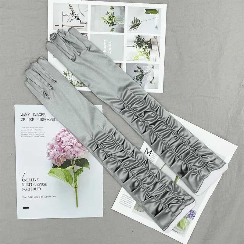 Women’s Long Satin Elastic Gloves