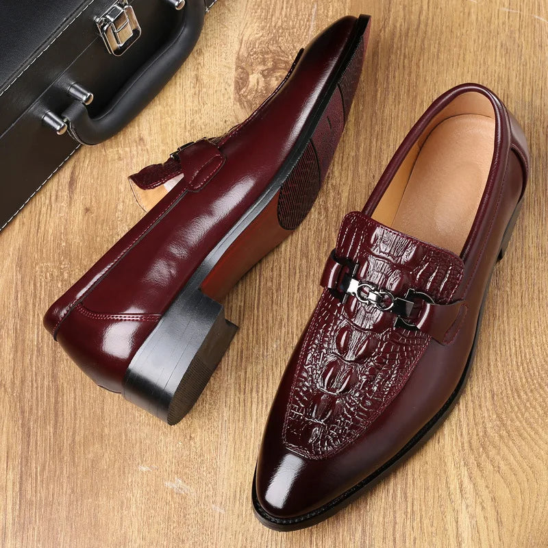 Men’s Crocodile Grain Slip-On Loafers