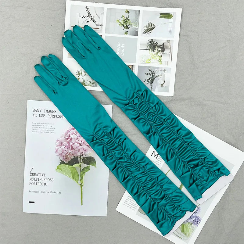Women’s Long Satin Elastic Gloves