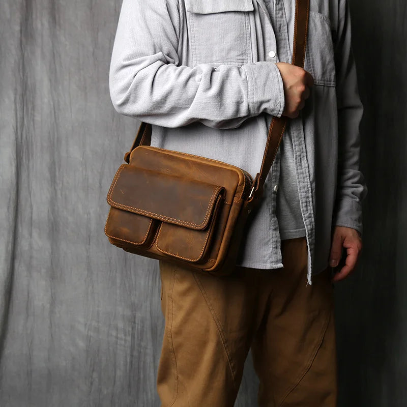 Retro Leather Men’s Messenger Bag